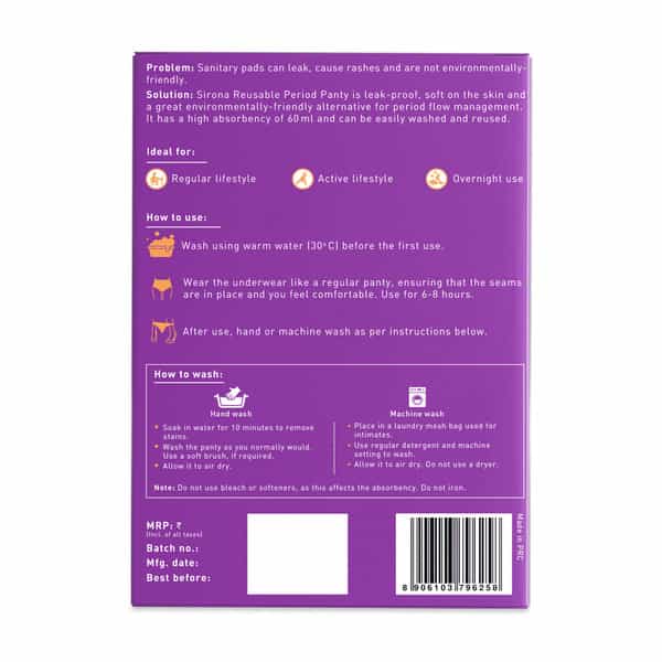Sirona Reusable Period Panties For Women (2Xl Size) | 360 Degree Coverage | Leak-Proof Protection