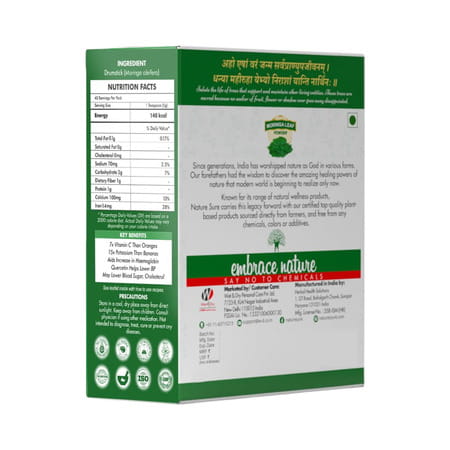 Nature Sure Moringa Leaf Atta Mix Powder For Iron And Calcium Deficiency - 1 Pack (200g)