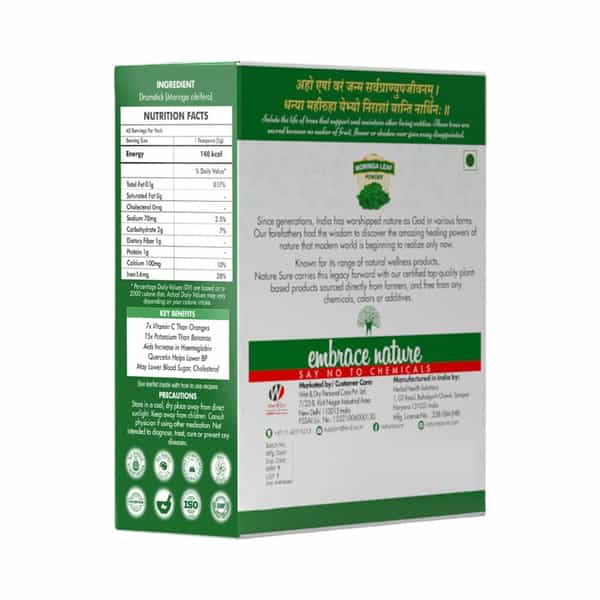 Nature Sure Moringa Leaf Atta Mix Powder For Iron And Calcium Deficiency - 1 Pack (200G)