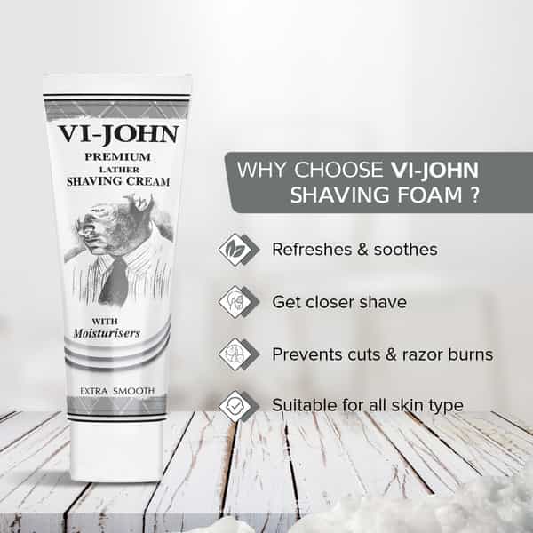 Vi-John Premium Lather Extra Smooth Shaving Cream For Men With Moisturisers 91Gm Each (Pack Of 3)