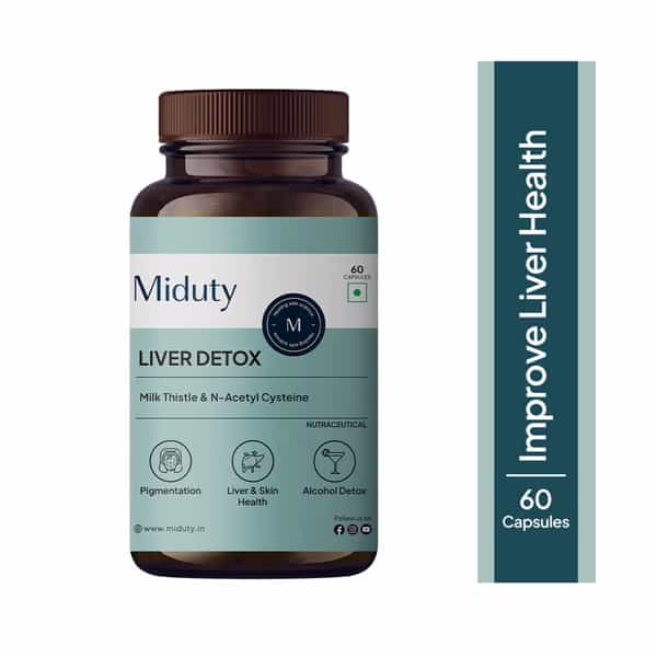 Miduty Liver Detox - Milk Thistle With Nac 900Mg For Fatty Liver - Pigmentation -Detox -60 Capsules