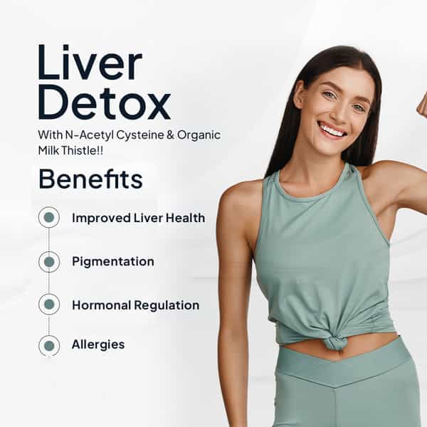 Miduty Liver Detox - Milk Thistle With Nac 900Mg For Fatty Liver - Pigmentation -Detox -60 Capsules