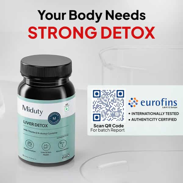 Miduty Liver Detox - Milk Thistle With Nac 900Mg For Fatty Liver - Pigmentation -Detox -60 Capsules