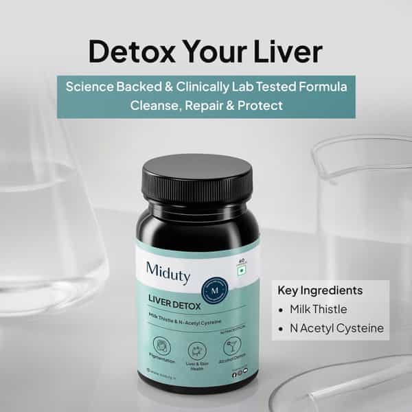 Miduty Liver Detox - Milk Thistle With Nac 900Mg For Fatty Liver - Pigmentation -Detox -60 Capsules