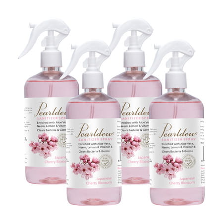 Pearldew Sanitizer Spray (Cherry Blossom) 500 Ml | Aloe & Neem | Paraben Free (Pack Of 4)