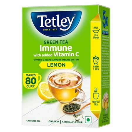 Tetley Green Tea Immune| With Added Vitamin C| Lemon Green Tea Flavour| 100g