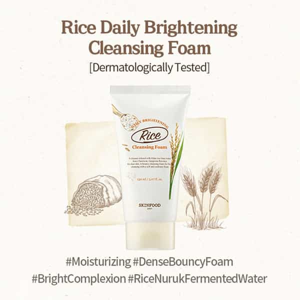 Skinfood Rice Daily Brightening Cleansing Foam - Korean Face Cleanser - Korean Skincare - 150Ml