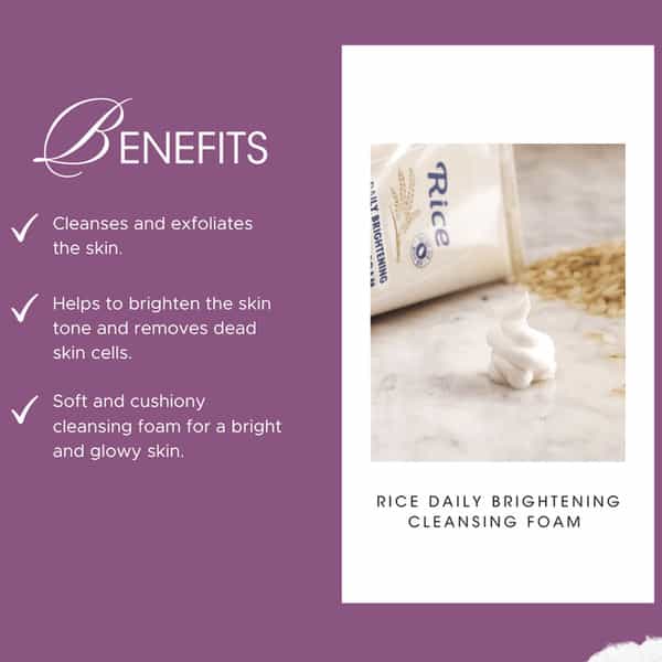 Skinfood Rice Daily Brightening Cleansing Foam - Korean Face Cleanser - Korean Skincare - 150Ml