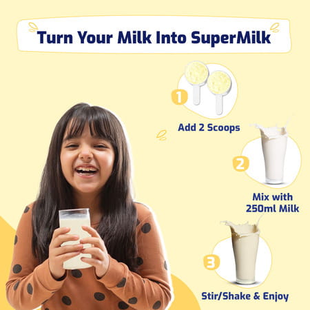 Gritzo Supermilk Height+ Drink Mix For Girls | 7 To 12 Years | 400g | Creamy Vanilla