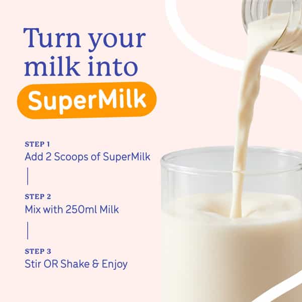 Gritzo Supermilk Growth+ Unsweetened Drink Mix (7-9Y Girls) | 10G Powder (Creamy Vanilla | 400G)
