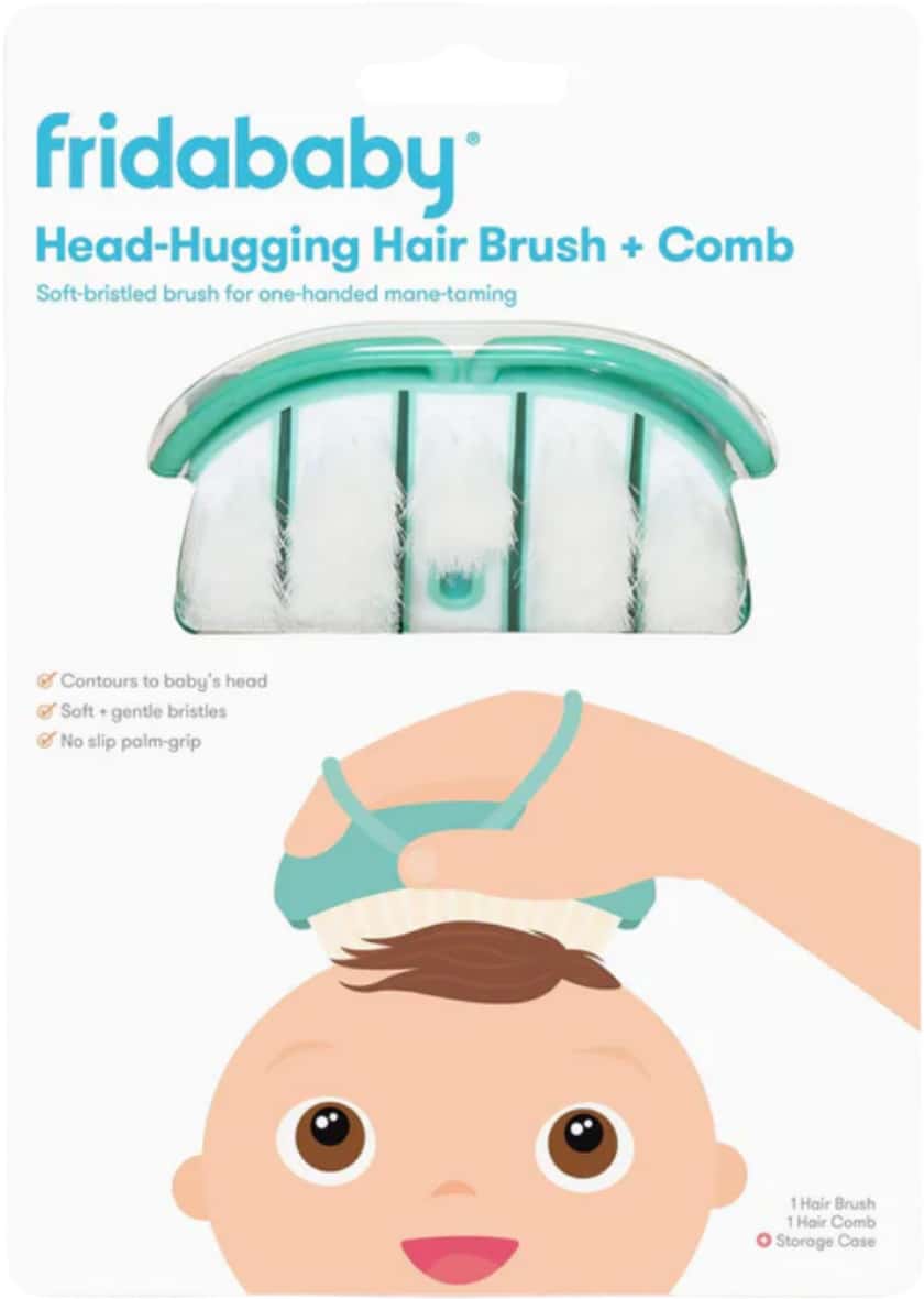 Frida Baby Head Hugging Hair Brush And Comb Baby Soft Bristle Grooming Set 1 Count