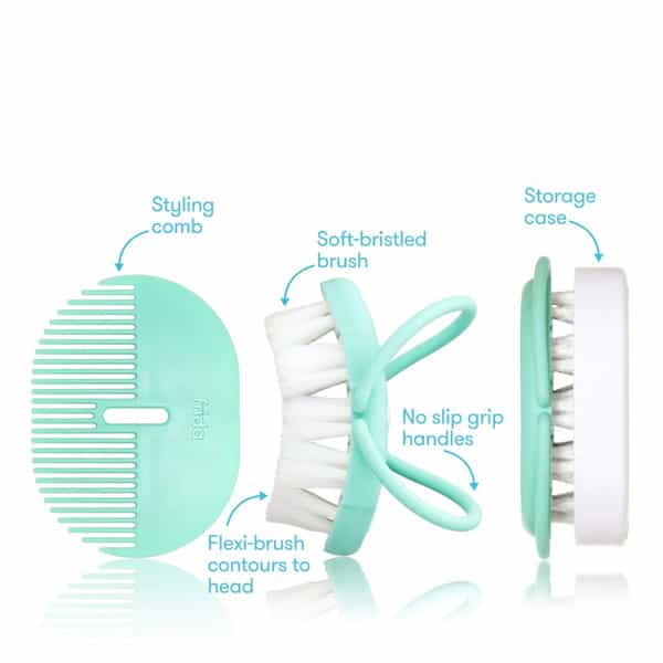 Frida Baby Head Hugging Hair Brush And Comb Baby Soft Bristle Grooming Set 1 Count