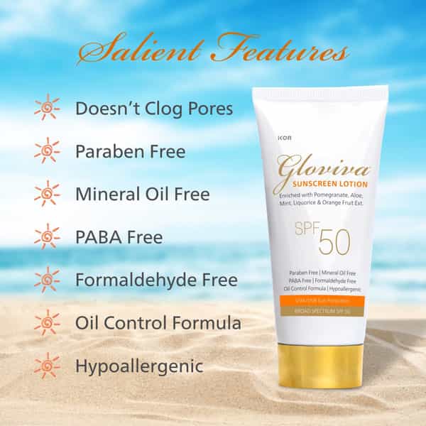Gloviva Sunscreen Lotion (Spf 50) 50 Ml | With Aloe Vera | Uva & Uvb Protection (Pack Of 1)
