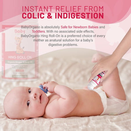 Babyorgano Hing Roll On Relieves Colic | Tummy Discomfort In Newborns 100% Ayurvedic 40ml X 2