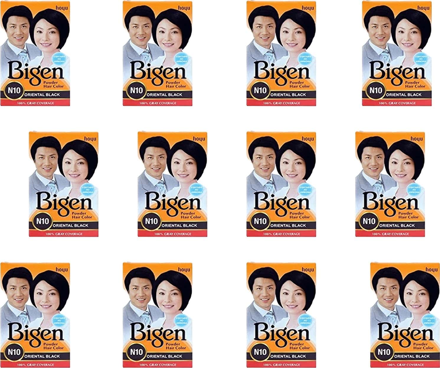 Bigen Powder Hair Color | Oriental Black | N10 (6g | Pack Of 12)