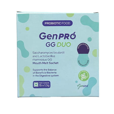 Genone Genpro Gg Duo Probiotic Super Food | Lactobacillus Rhamnosus Gg 6 Billion Cfu | Vanilla | 15n