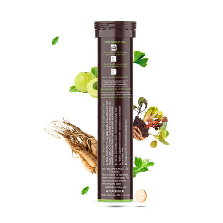 Vegan Greens Plant Based De-Stress Ayurvedic Natural Herbs. Daily Stress Management 25 Effer.,Orange