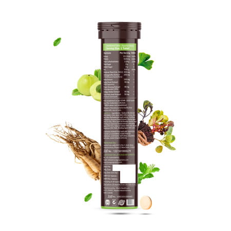 Vegan Greens Plant Based De-Stress Ayurvedic Natural Herbs. Daily Stress Management 25 Effer.,Orange