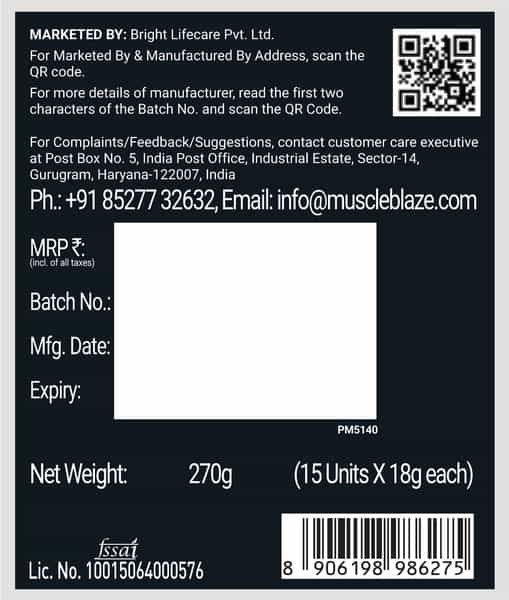 Muscleblaze Pre Workout Wrathx Powder| Fruit Fury| 270G | Crash Free With Caffeine & Citrulline
