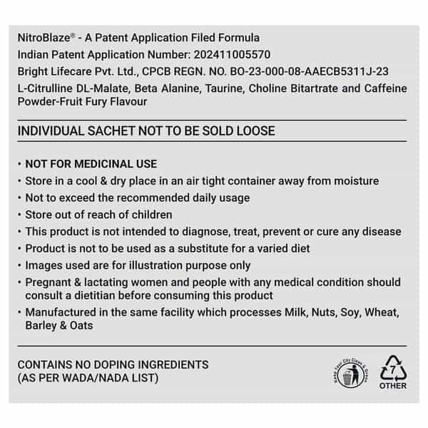 Muscleblaze Pre Workout Wrathx Powder| Fruit Fury| 270G | Crash Free With Caffeine & Citrulline