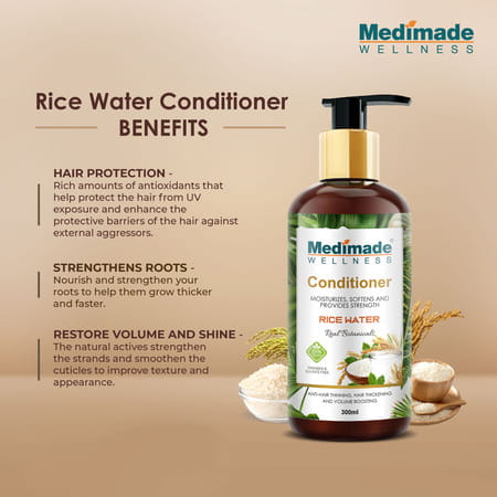 Medimade Rice Water Hair Conditioner - 300 Ml X 2 ( Pack Of 2 )