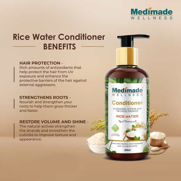 Medimade Rice Water Hair Conditioner - 300 Ml X 2 ( Pack Of 2 )
