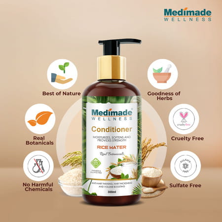 Medimade Rice Water Hair Conditioner - 300 Ml X 2 ( Pack Of 2 )