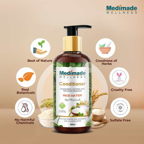 Medimade Rice Water Hair Conditioner - 300 Ml X 2 ( Pack Of 2 )