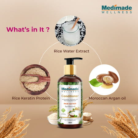 Medimade Rice Water Hair Conditioner - 300 Ml X 2 ( Pack Of 2 )