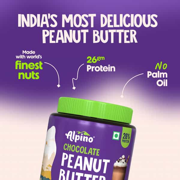 Alpino Chocolate Peanut Butter Smooth 1 Kg Jar|Creamy |High Protein Peanut Butter | Vegan