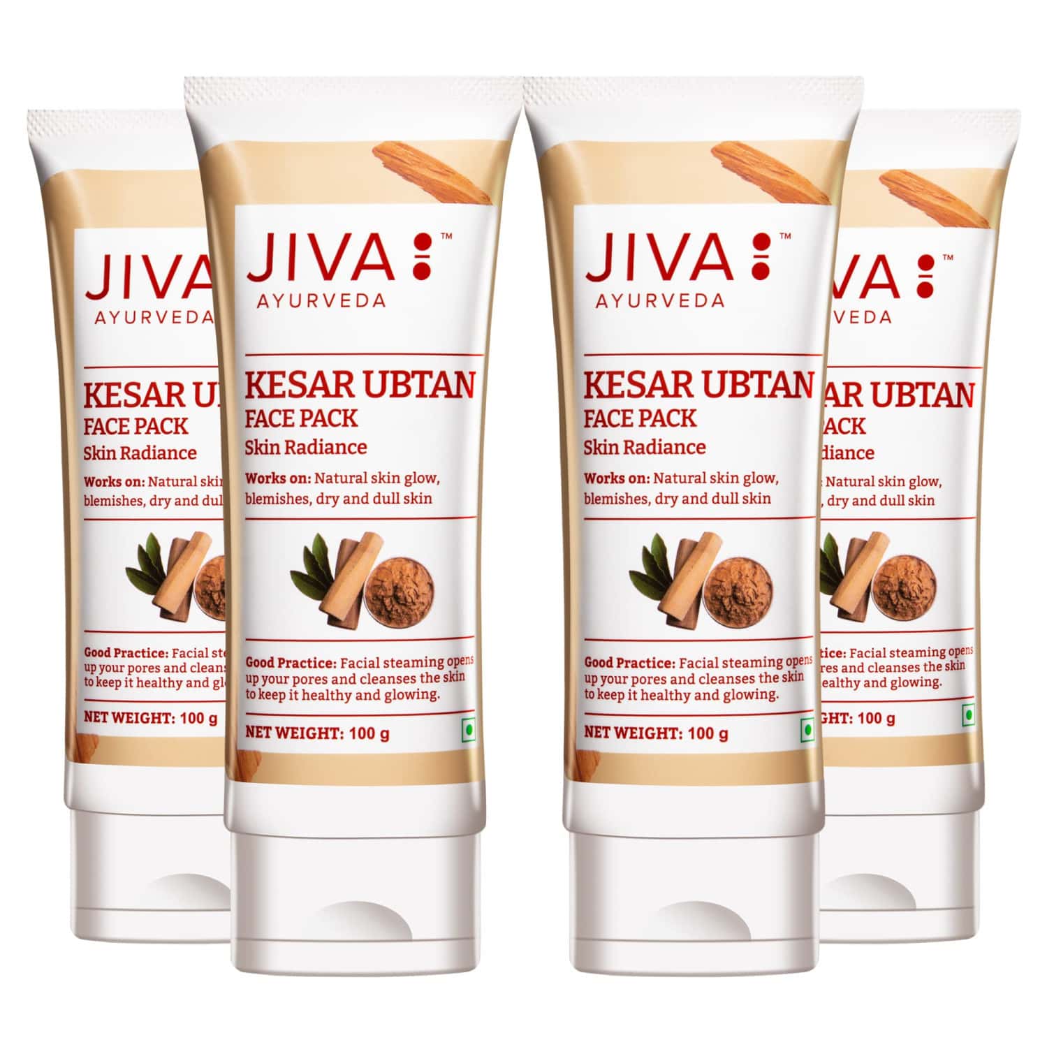 Jiva Kesar Ubtan Pack With Goodness Of Pure Kesar|provides Natural Radiance To Skin -100g(pack Of 4)