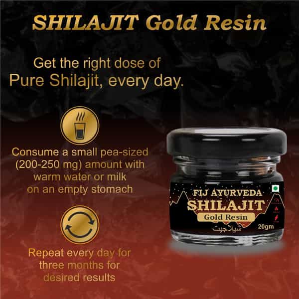 Fij Ayurveda Shilajit/Shilajit Gold Resin (Semi Liquid)|Ashwagandha, Black Musli & 24K Gold - 1X20gm