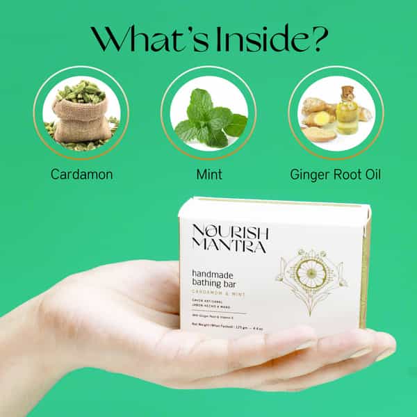 Nourish Mantra Handmade Bathing Soap (Cardamom & Mint) -125G