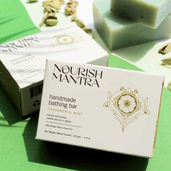 Nourish Mantra Handmade Bathing Soap (Cardamom & Mint) -125G