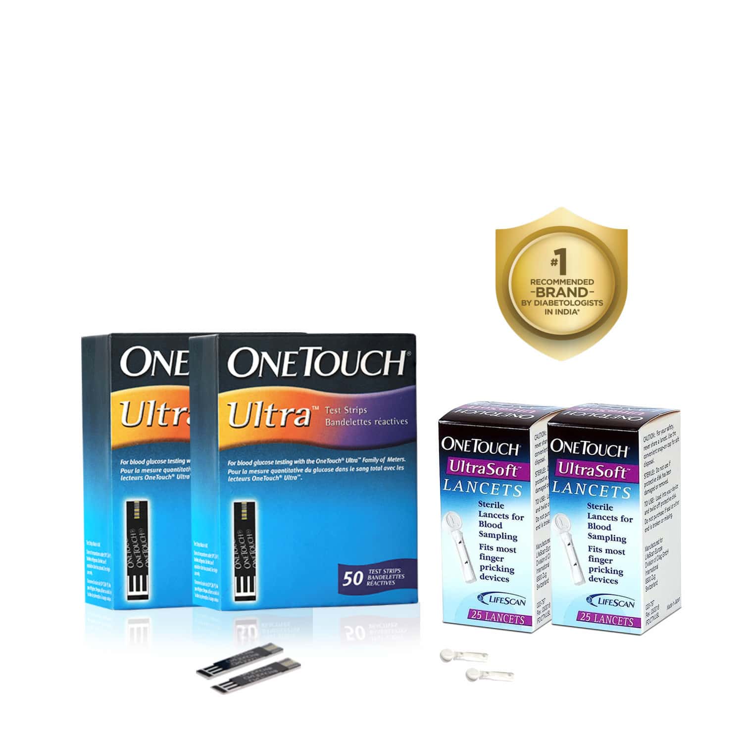 Onetouch Ultra Test Strips | Pack Of 100 Strips With 50 Onetouch Ultrasoft Lancets