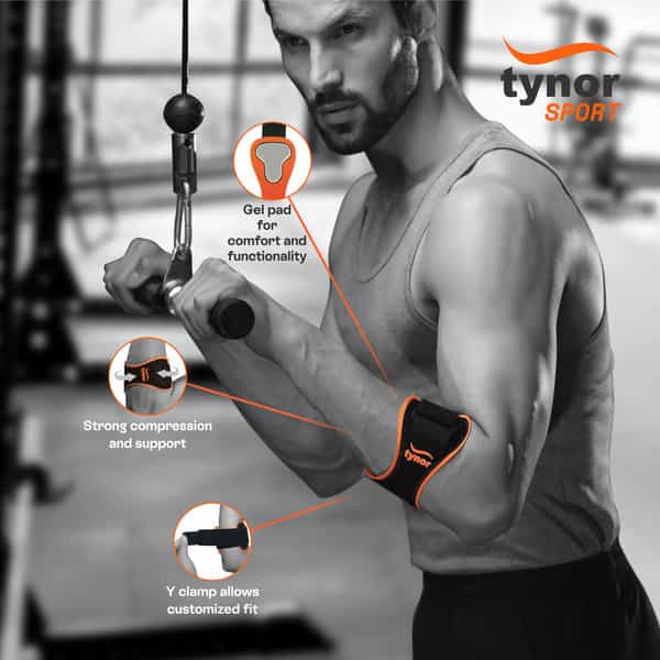 Tynor Tennis/Golfer's Elbow Support Pro Black & Orange Universal 1 Unit
