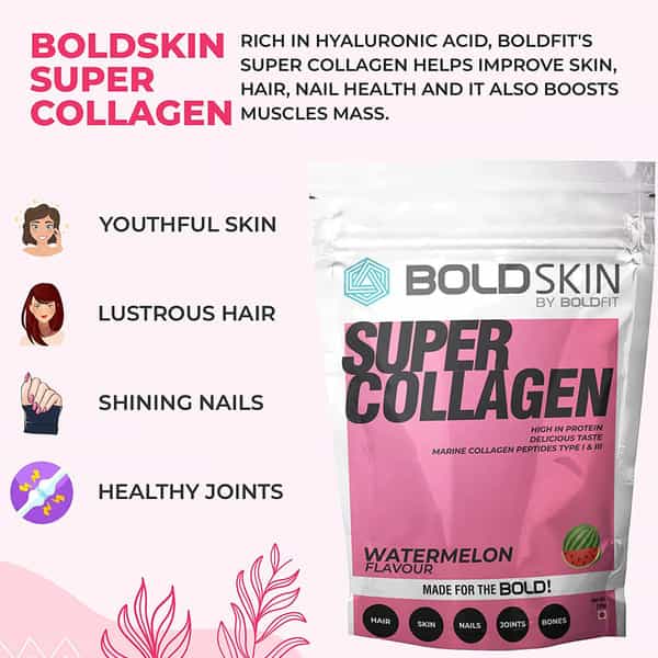 Boldfit Boldskin Collagen Supplement For Women & Men Watermelon Flavor - 200Gm