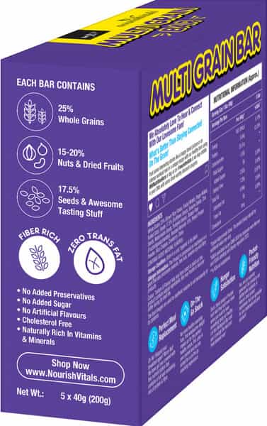 Nourishvitals Multigrain Nuts N Seeds Bar 100% Natural Plant Rich In Vitamins & Minerals 200G