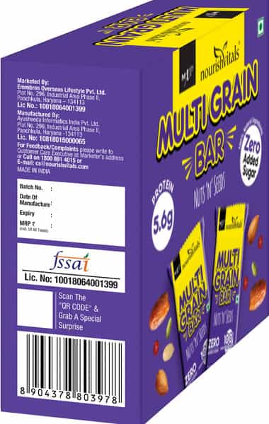 Nourishvitals Multigrain Nuts N Seeds Bar 100% Natural Plant Rich In Vitamins & Minerals 200G