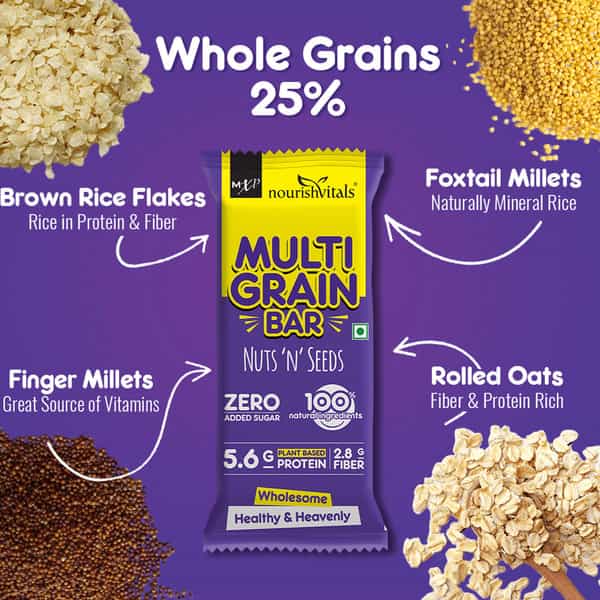 Nourishvitals Multigrain Nuts N Seeds Bar 100% Natural Plant Rich In Vitamins & Minerals 200G