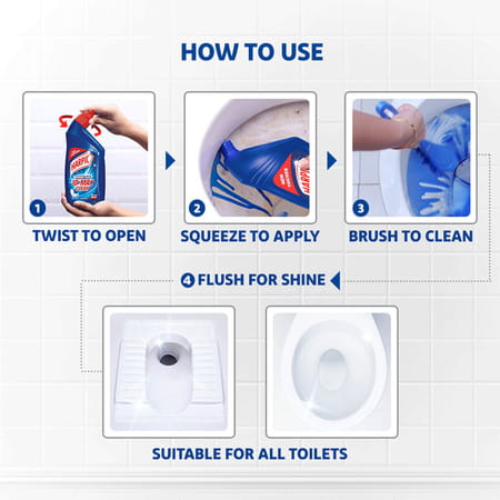 Harpic Power Plus 10x Total Clean Original Fresh Disinfectant Toilet Cleaner Bottle Of 200 Ml