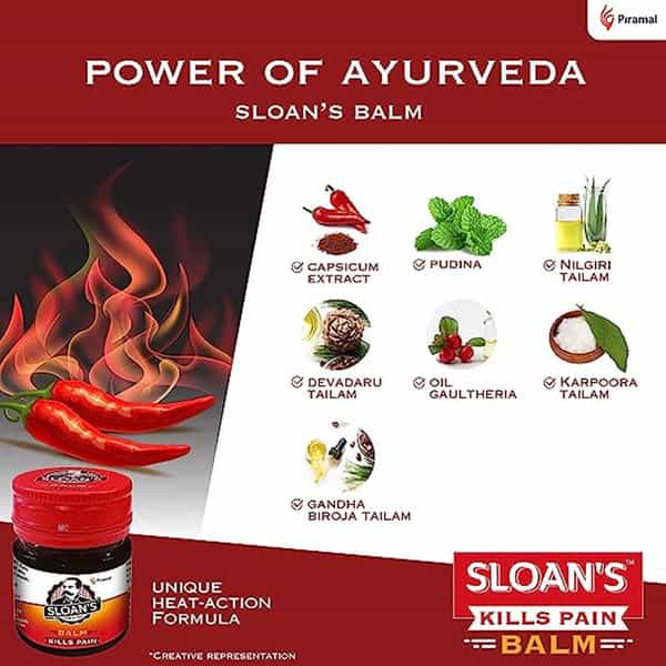 Sloan's Balm | Kills Severe Pain | Power Of Ayurveda With 5 Herbal Oils | Extract 20Gm X Pack Of 4