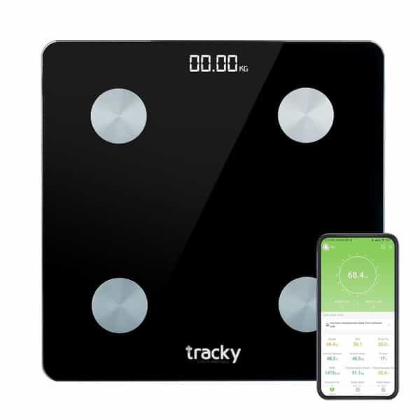 Tracky 4 Electrode Weighing Scale | Sync 13 Body Metrics Via App | Smart Bmi & Body Fat Analyzer