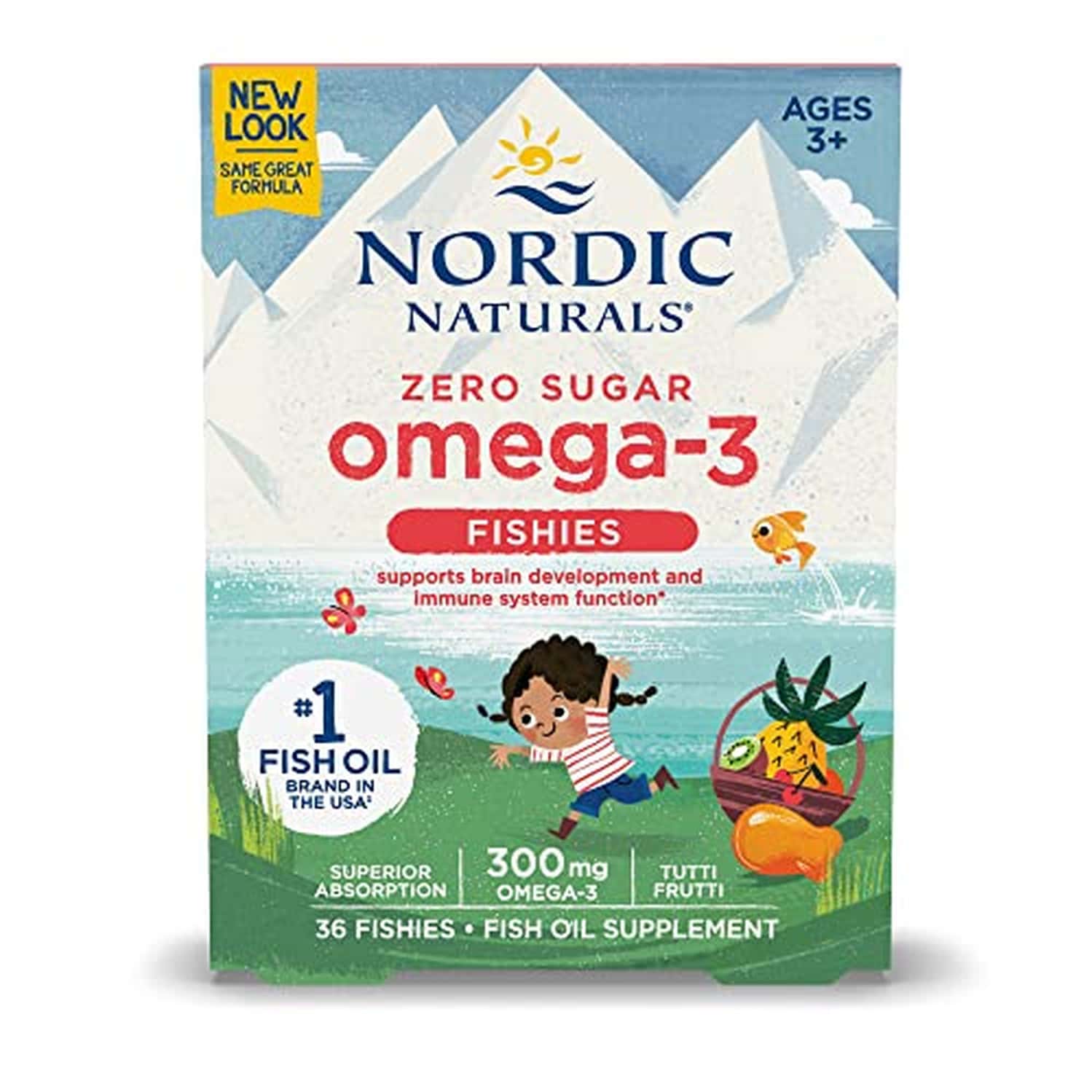 Nordic Naturals Zero Sugar 300 Mg Omega 3 Epa & Dha Fish Oil For Kids Tutti Frutti 36 Gummy