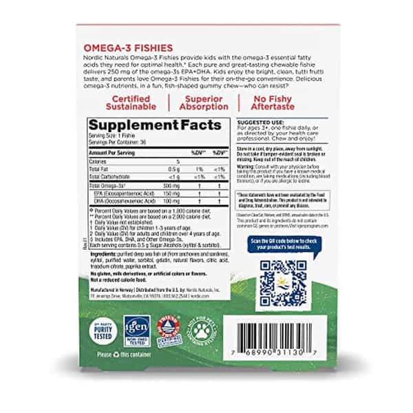 Nordic Naturals Zero Sugar 300 Mg Omega 3 Epa & Dha Fish Oil For Kids Tutti Frutti 36 Gummy