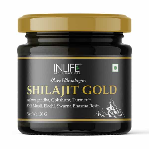 Inlife Shilajit Gold | Original Himalayan Shilajeet Resin | 75% Fulvic Acid | Lab Tested - 20G