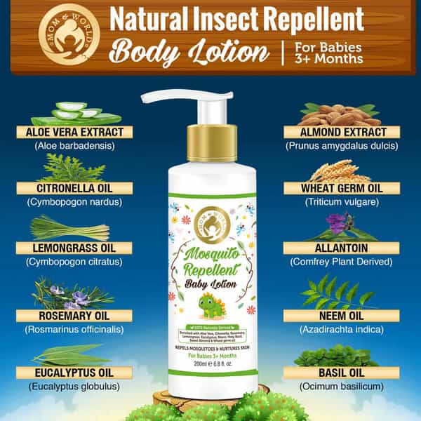 Mom & World Baby Mosquito Repellent Baby Lotion - 100% Naturally Derived 200 Ml