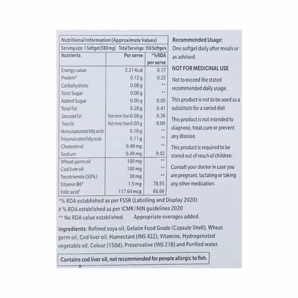 New E Cod Plus | Next Generation Vitamin E | For Muscle Cramps & Nafld | Strip | 15 Softgels