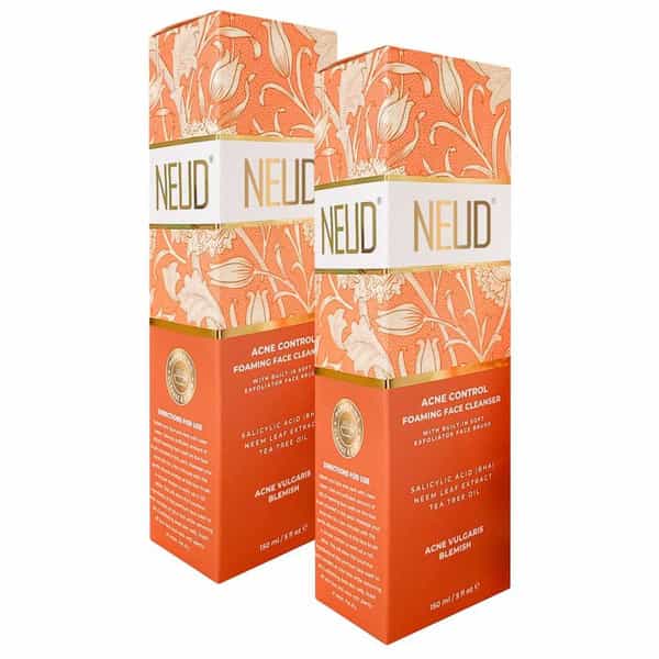Neud Acne Control Foaming Face Cleanser With Salicylic Acid | Neem & Tea Tree Oil (150Ml) - 2 Packs