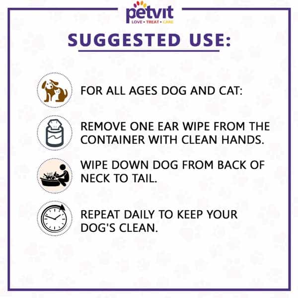 Petvit Cleansing & Grooming Wipes For Dog And Cat Enriched With Vitamin B5 & Aloe Vera - 50 Wipes